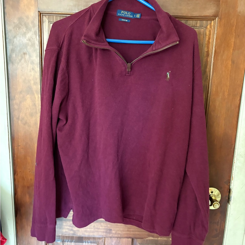 Maroon Polo Ralph Lauren Half Zip Sweater Size Large (SHIPS WITHIN 24Hrs OR LESS